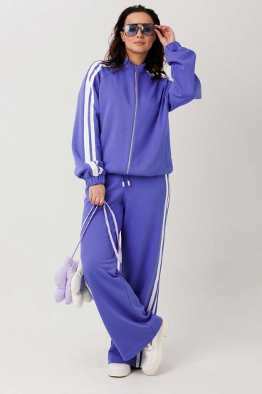 Костюм женский "Mislana" синий - лампасы