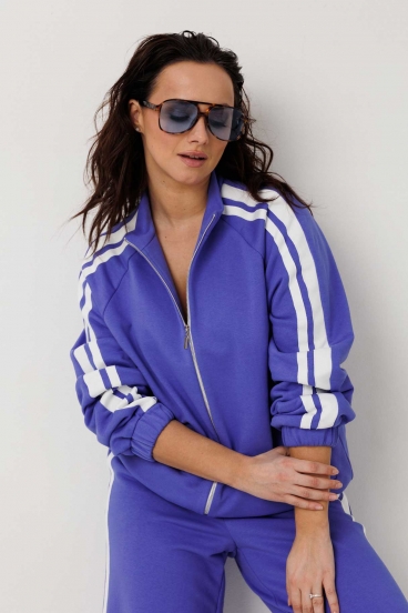 Костюм женский "Mislana" синий - лампасы